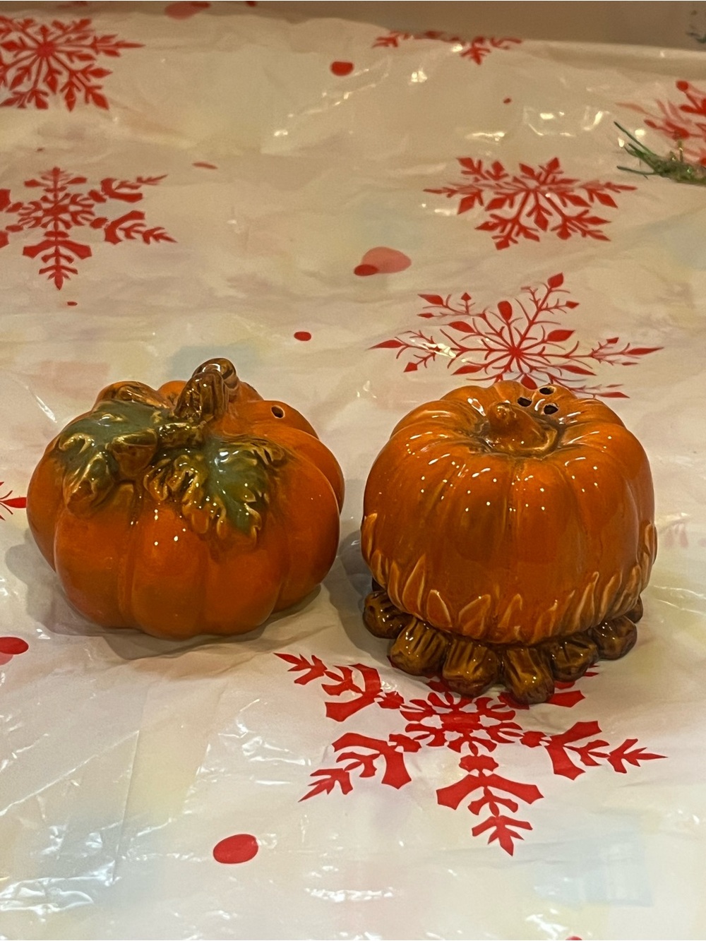 Orange Ceramic Pumpkin Salt and Pepper Shakers - Festive Tabletop Accent